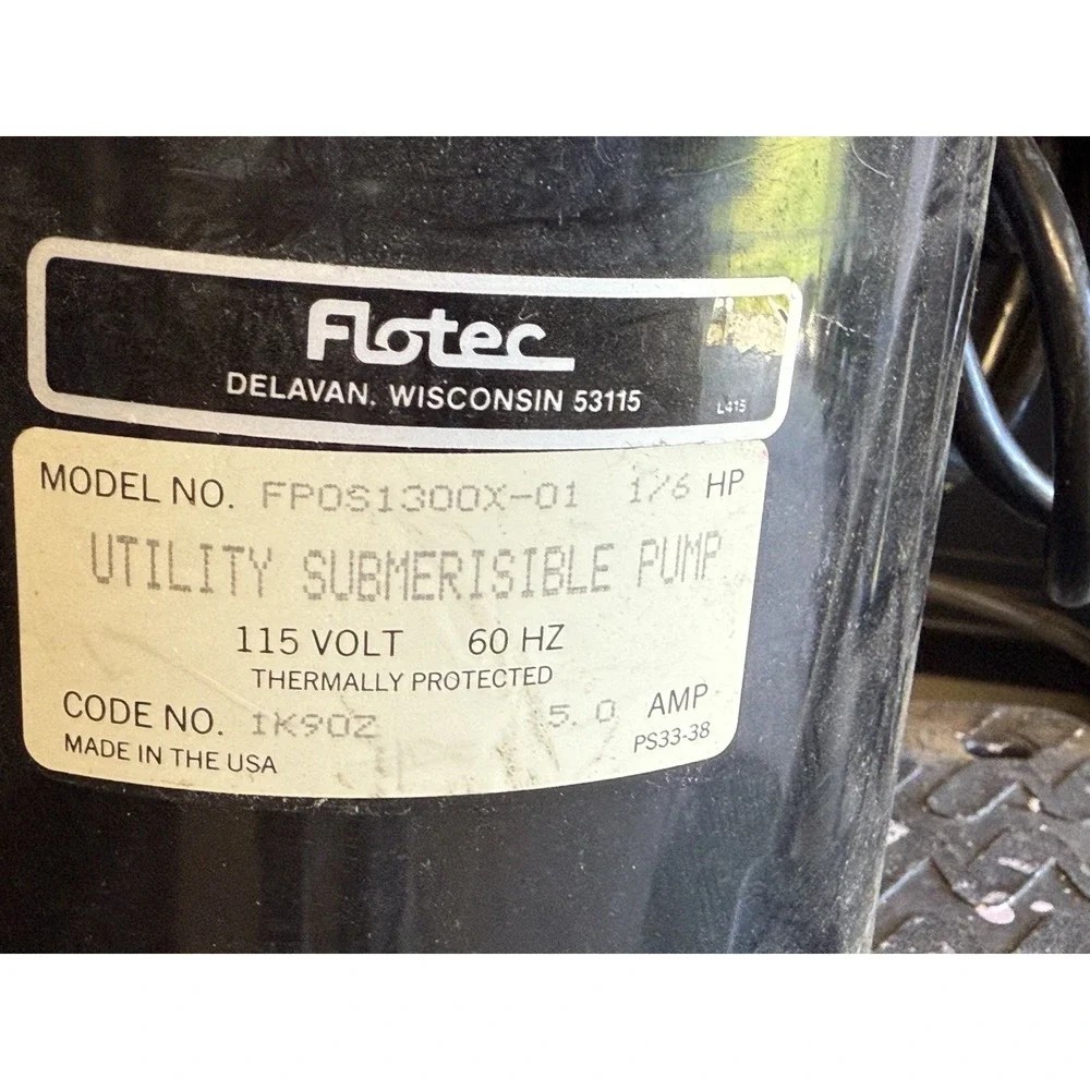 Flotec Utility‎ Submersible Pump 1/6 HP , 115volt